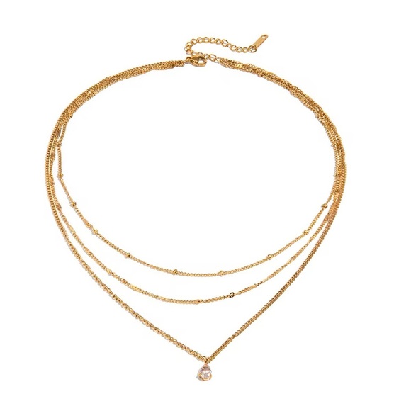 18K Gold Plated -  Layered Necklace - Picture 1 of 6